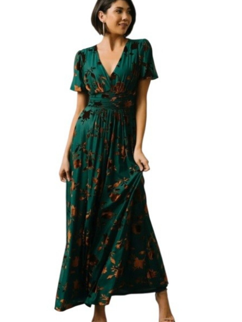 Baltic Born Leslie Velvet Maxi Dress Jade & Bronze Size XL NWOT - Picture 2 of 14